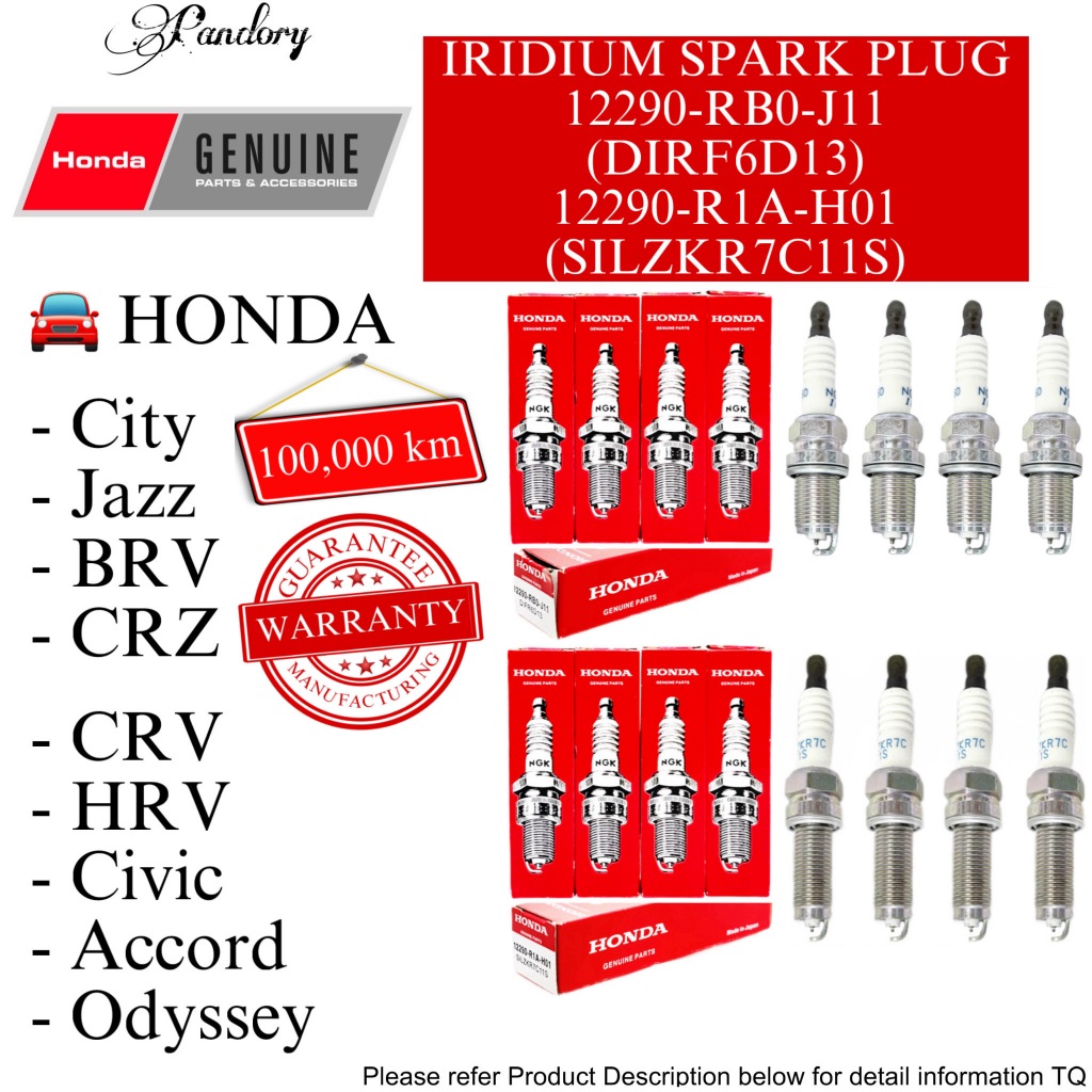 PALAM PENCUCUH HONDA IRIDIUM SPARK PLUG (12290-RB0-J11 DIRF6D13)(12290-R1A-H01 SILZKR7C11S) CITY JAZ