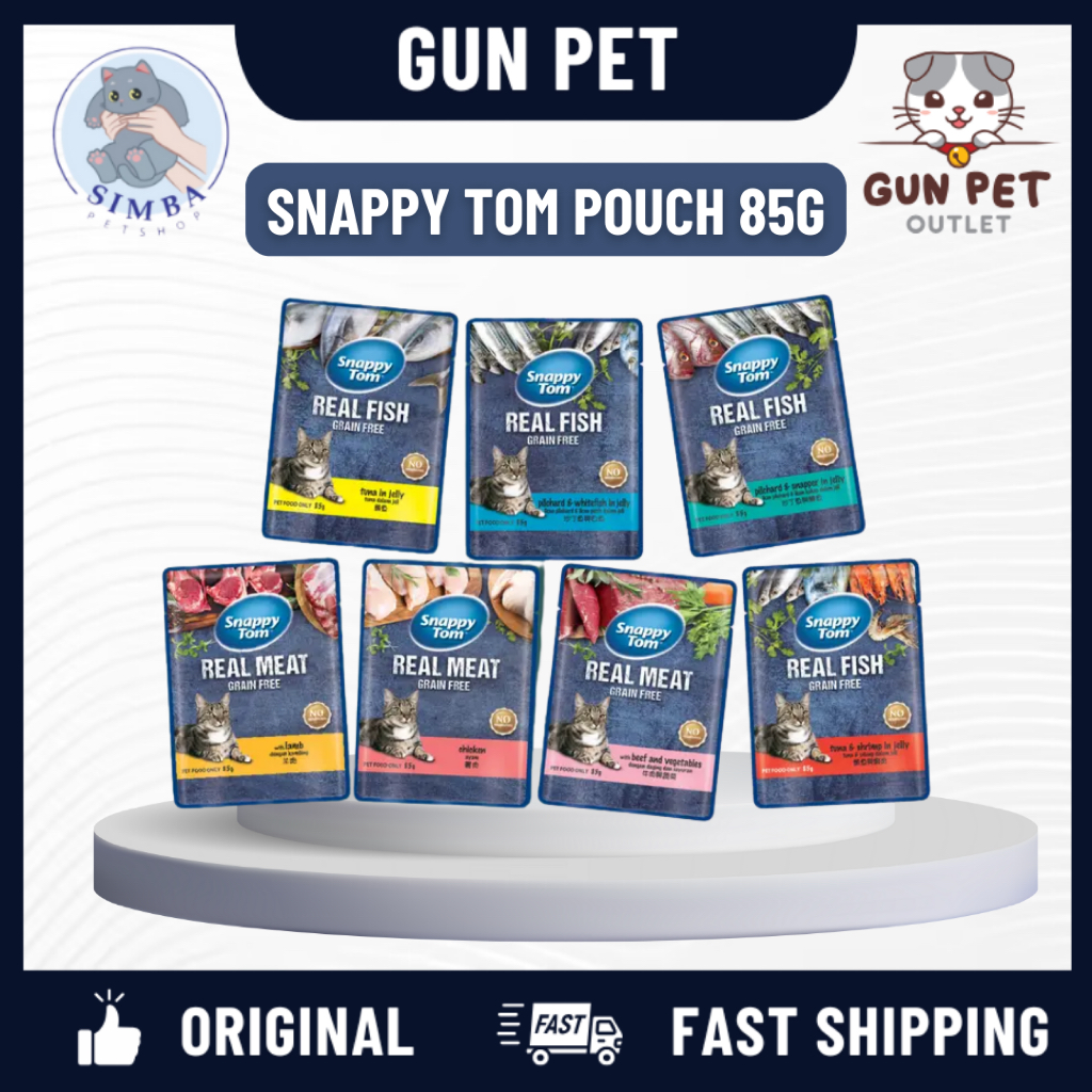 GUN PET Snappy Tom Simba Pouch 85g Wet Food Cat Makanan Basah Kucing Snappy Tom 猫咪湿粮包零食 （85)