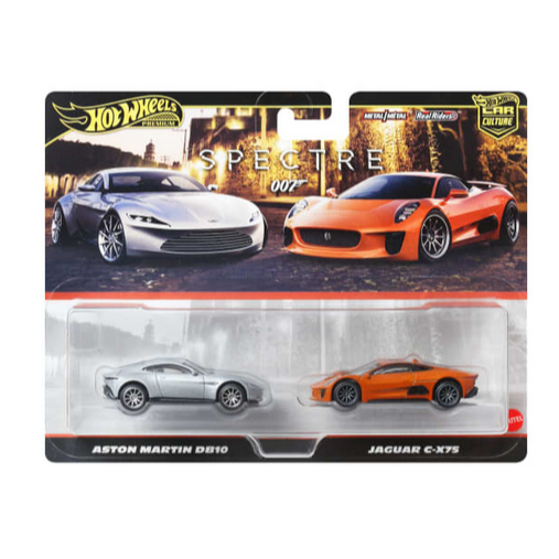 Hot Wheels วัฒนธรรมรถพรีเมี่ยม Aston Martin DB10 VS Jaguar C-X75 Spectre 007 แพ็คคู่ 2025