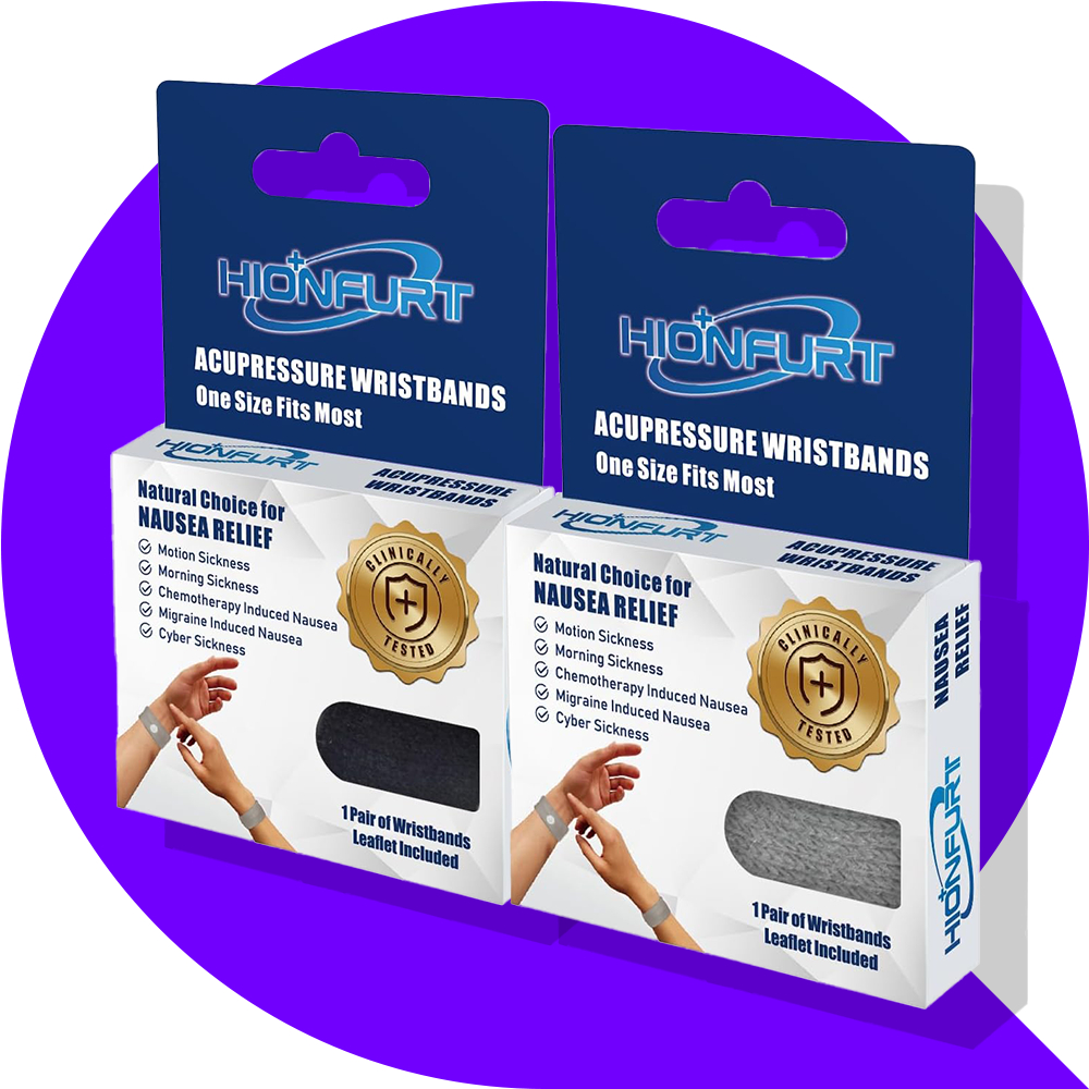 Hionfut Motion Sickness Bands Anti Nausea สายรัดข้อมือสําหรับผู้ใหญ่และเด็ก Morning Sickness Relief 