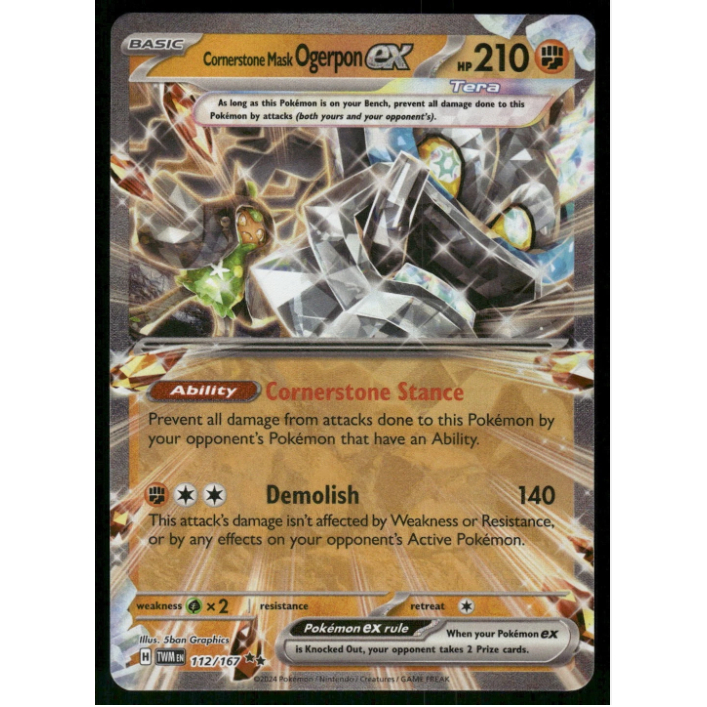 หน้ากาก CornerStone Ogerpon EX - 112/167 - SV06: Twilight Masquerade