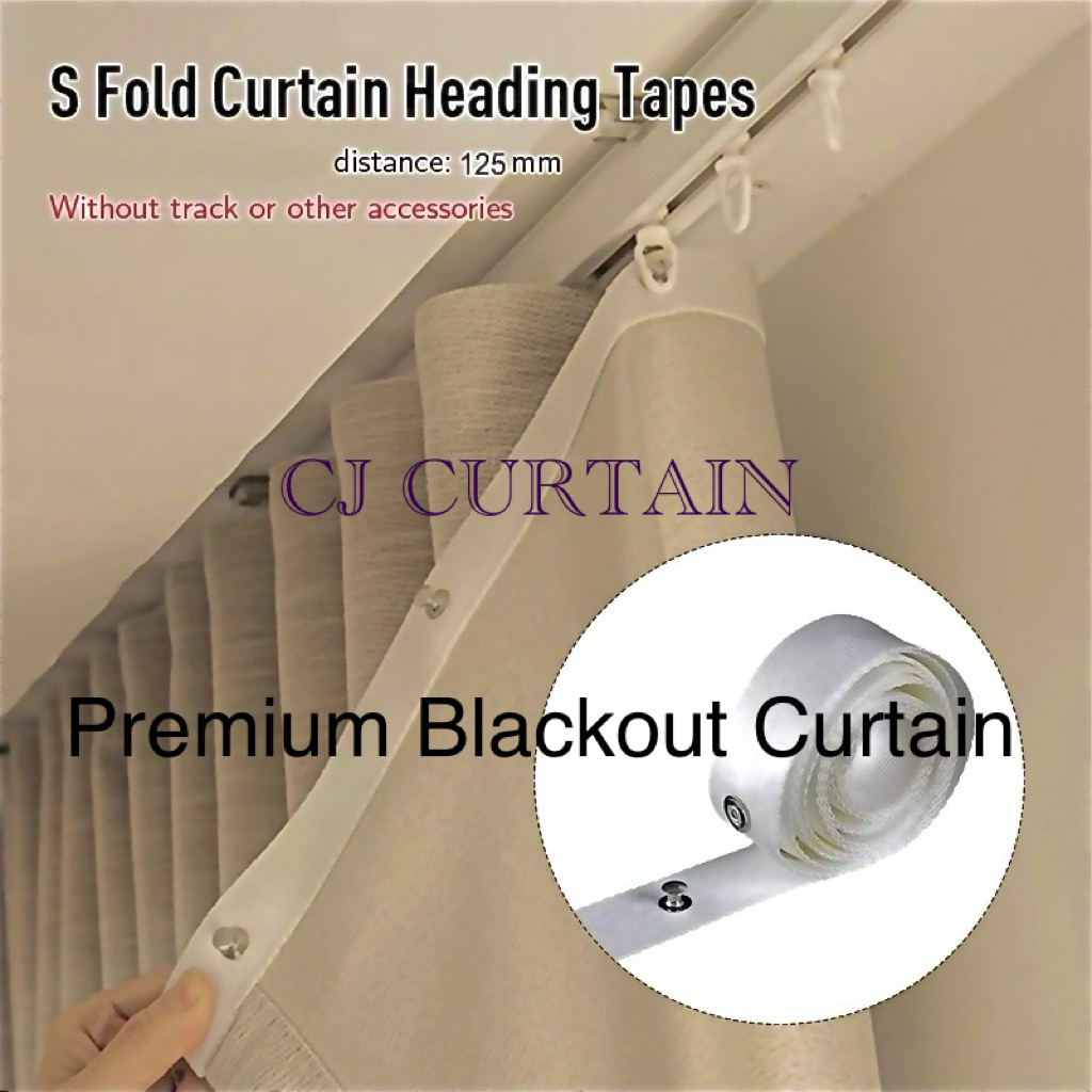 ซื้อ 3 ฟรี 1 CJ CURTAIN S Fold Curtain / 90%-99% Blackout / Sunblock Curtain/ S Track / LANGSIR TEBA