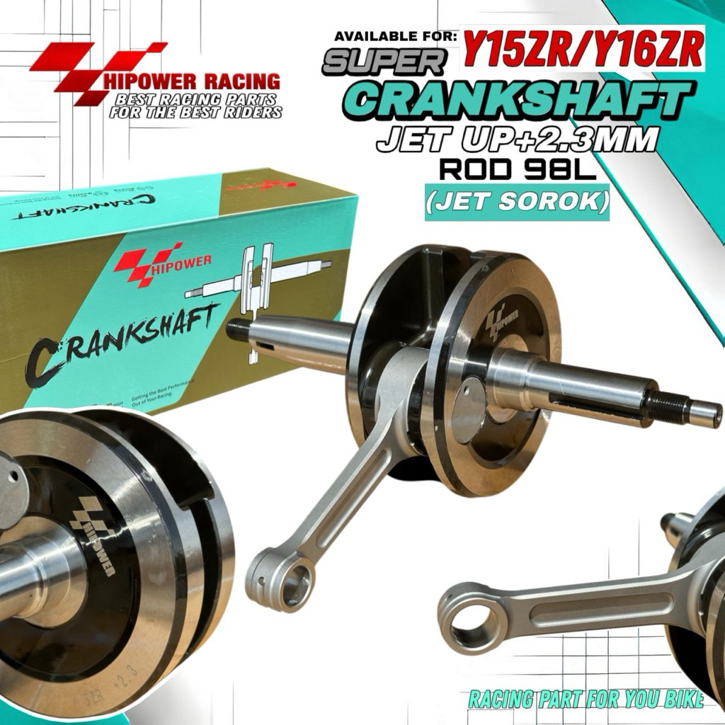 HI POWER RACING CRANKSHAFT Y15ZR JET 2.3 มม.SOROK ROD 98 มม.CRANK SHAFT HIPOWER HI-POWER JET 2 มม.