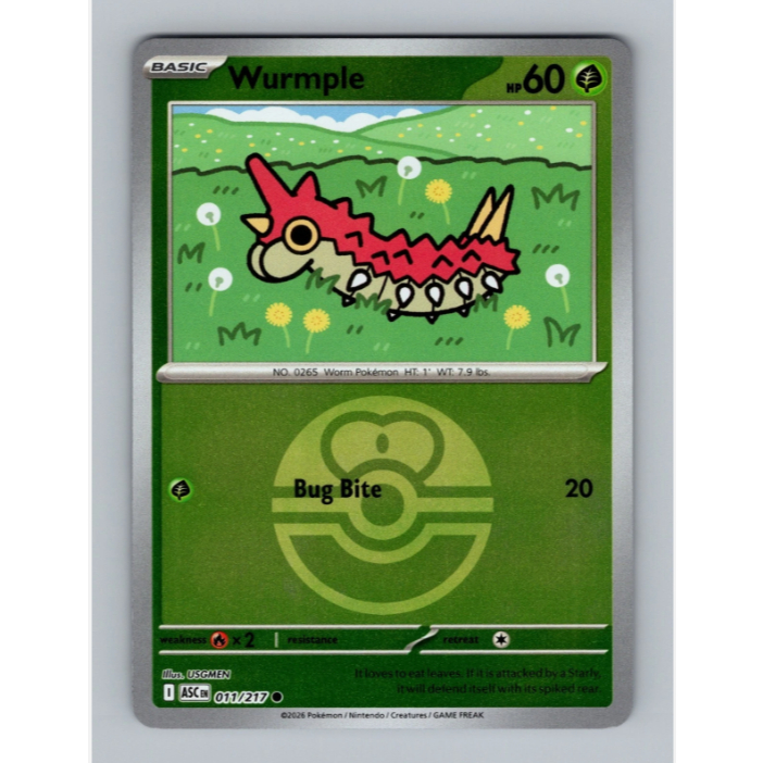 Wurmple - 011/217 Ascended Heroes - (Love Ball Reverse Holo)