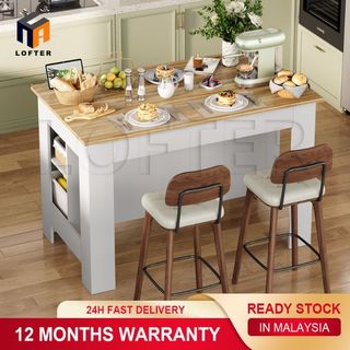 Solid Wood Kitchen Island Table Versatile Meja Makan Coffee Table Dining Table and Bar Table All in One 岛台/厨房岛