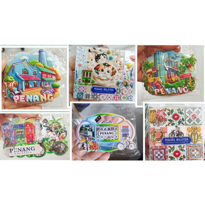 2 Penang Street Art Penang TRAVEL Collection ของที่ระลึกตู้เย็นแม่เหล็ก