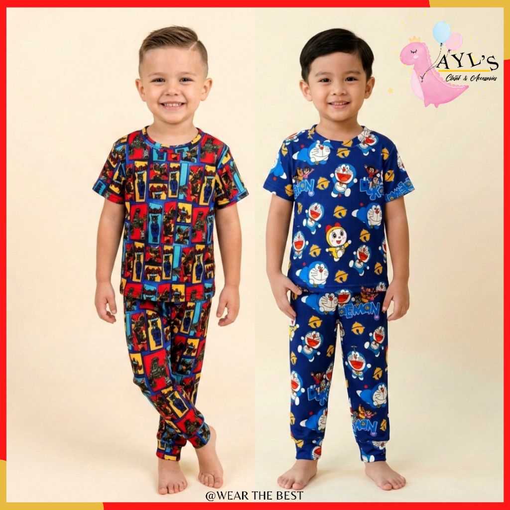 {1-6y}Baju Budak Lelaki Perempuan จีบ Unisex Kids Miscipi Tulip ชุดนอนกางเกงขายาว Ribbed Mrbean Dore