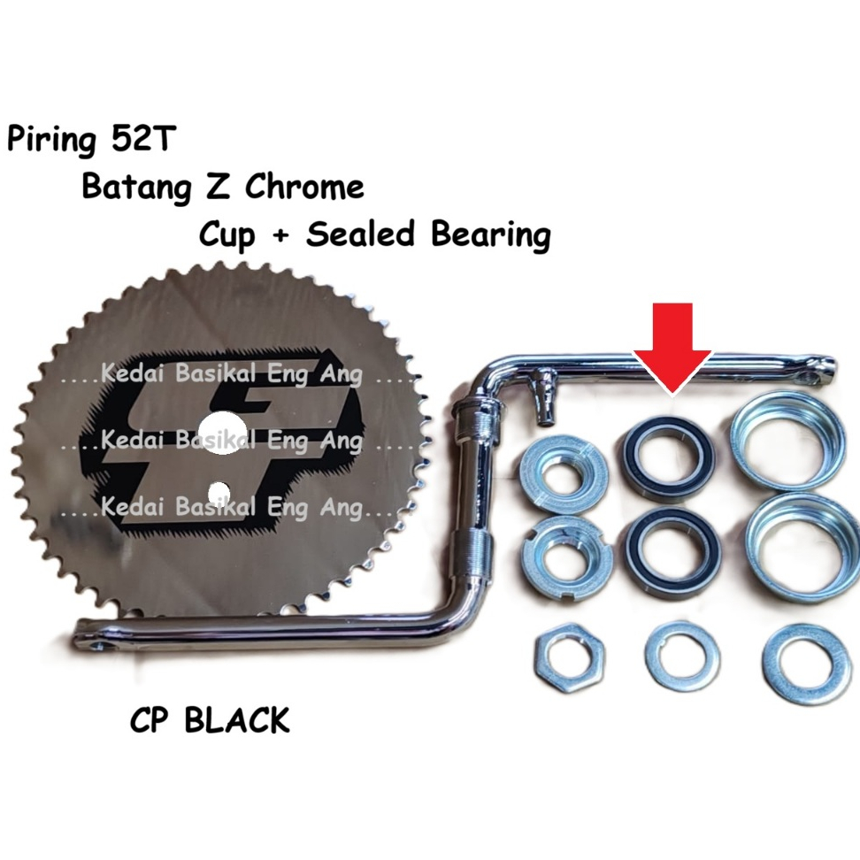 Crankset Crankset OPC + ถ้วย SEALED BEARING + Piring GT 52T assuai สําหรับเดสก์ท็อป