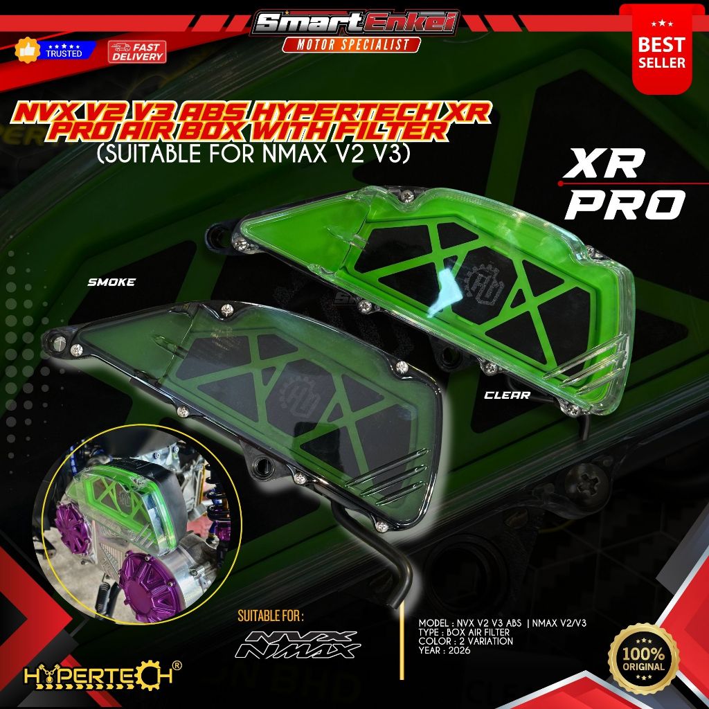 NVX V2 V3 ABS HYPERTECH XR PRO AIR BOX พร้อมแผ่นกรอง (ติดตั้งสําหรับ NMAX V2 V3)