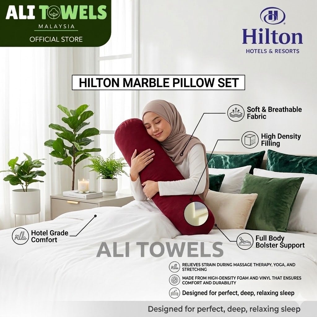 ALI TOWELS Premium Hilton Bantal Peluk Bantal Panjang หมอนข้างผู้ใหญ่ Viral Hotel Grade Bantal Hot