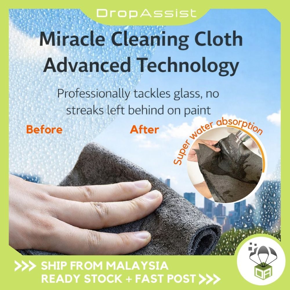 DROPASSIST 2304 Lint-Free Magic ผ้าทําความสะอาดสําหรับกระจกกระจกหนาผ้าเช็ดตัว Kain Lap Cermin