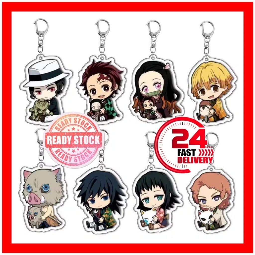 Demon Slayer อะนิเมะพวงกุญแจอะคริลิค Tanjiro Rengoku Mitsuri Obanai Zenitsu Nezuko Shinobu Muichiro