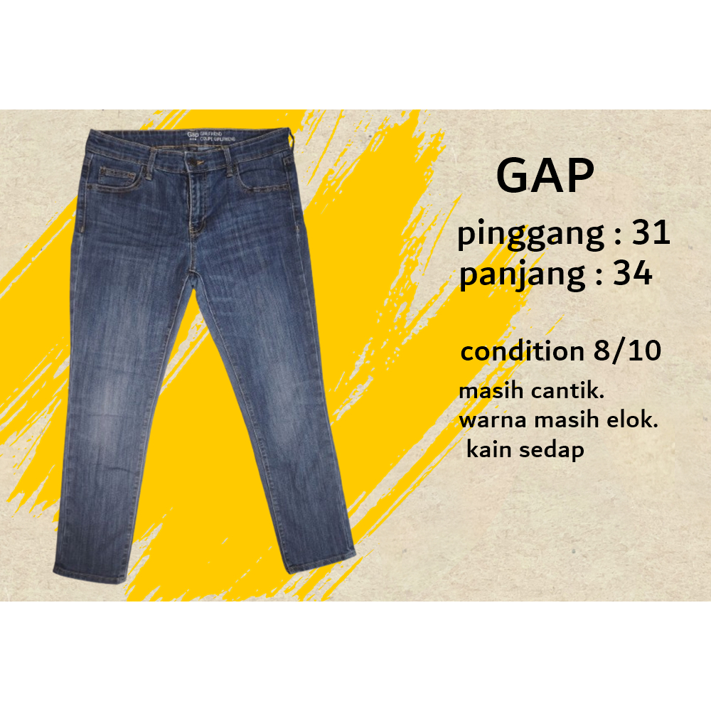 Saiz 31 : GAP awomen preloved jeans