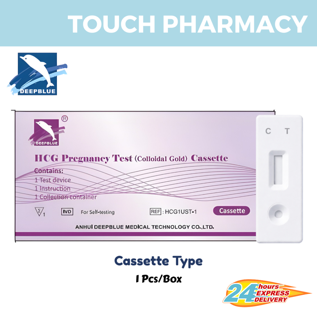 DEEPBLUE HCG การตั้งครรภ์ Self Test Cassette 1s (Urine & Cassette Type)