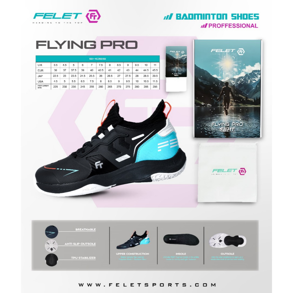 FELET FLYING PRO V24 Coloradminton ShoesProffessional by FELET