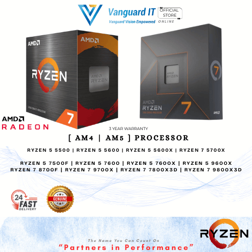 ยี่ห้อใหม่ AM4/AM5 PROCESSOR [5500x3D 5600 5600X 5700X 7500F 7600 7600X 7800X3D 7700X 9700X 9800X3D]
