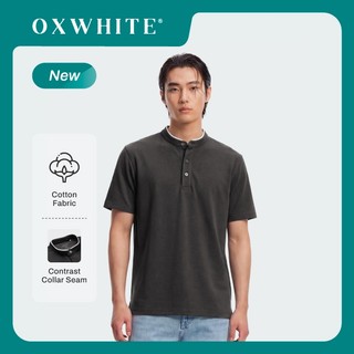 Oxwhite Men Slim Fit Contrast Mandarin Collar Tee