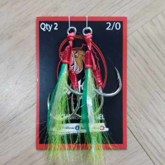 สีดํา Assist Hook Saiz 2/0 Light Jigging Hook Fast jigging Slow Jigging Untuk Jig 40g-60g-80g ISEAMA
