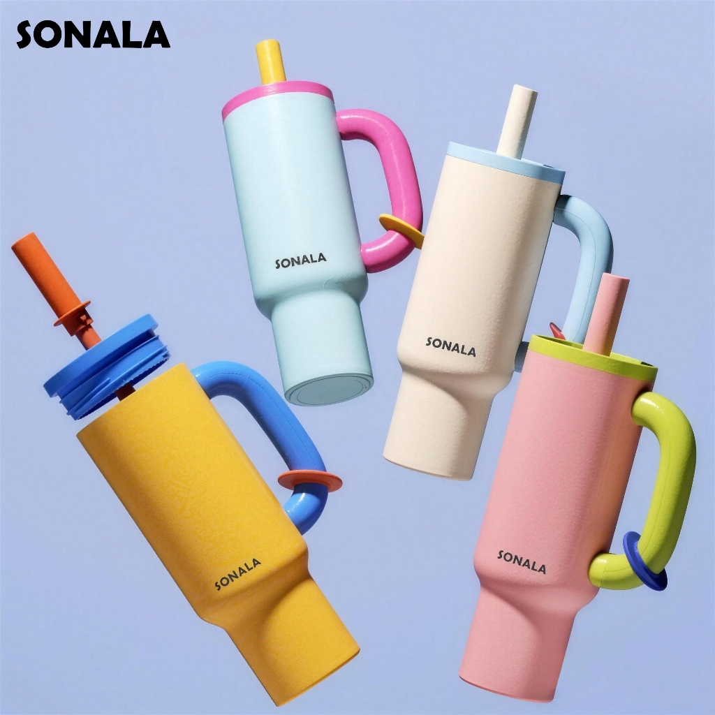 SONALA 1200ML 304 แก้วน้ําสแตนเลสพร้อมฝาปิดฟาง 40oz แก้วเก็บความร้อนฉนวนถ้วยรถ