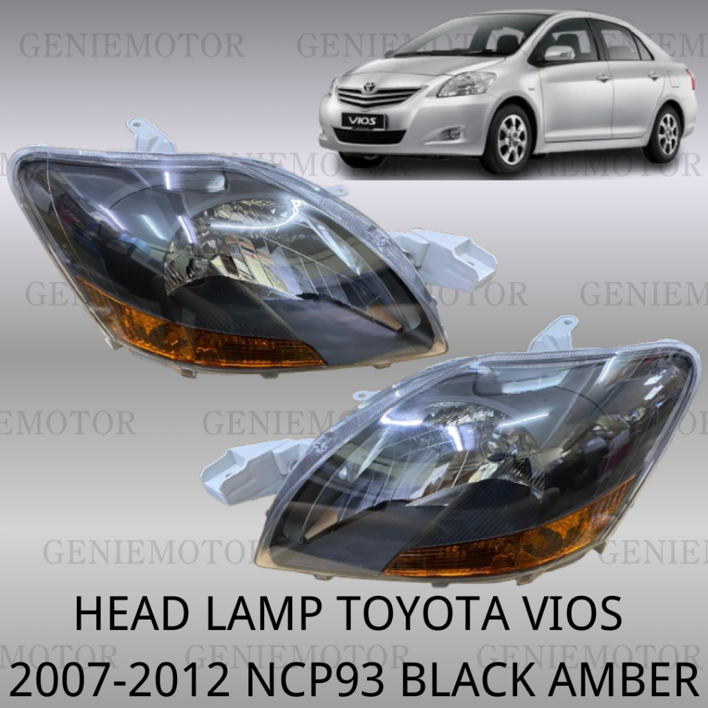 ไฟหน้า TOYOTA VIOS 2007-2012 NCP93 สีดํา AMBER