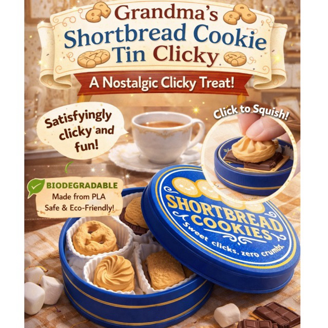 Grandas Shortbread Cookie Clicker Clicky โดย Lazy Prints Club Stress Relief Satisifying Fidget Toy