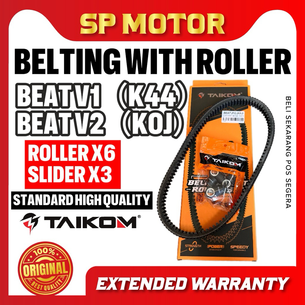 TAIKOM RACING Combo ชุดสายพานไทม์มิ่ง + ลูกกลิ้ง CVT + คลิป Honda Beat V1 23100-K44-V01 Beat V2 2310