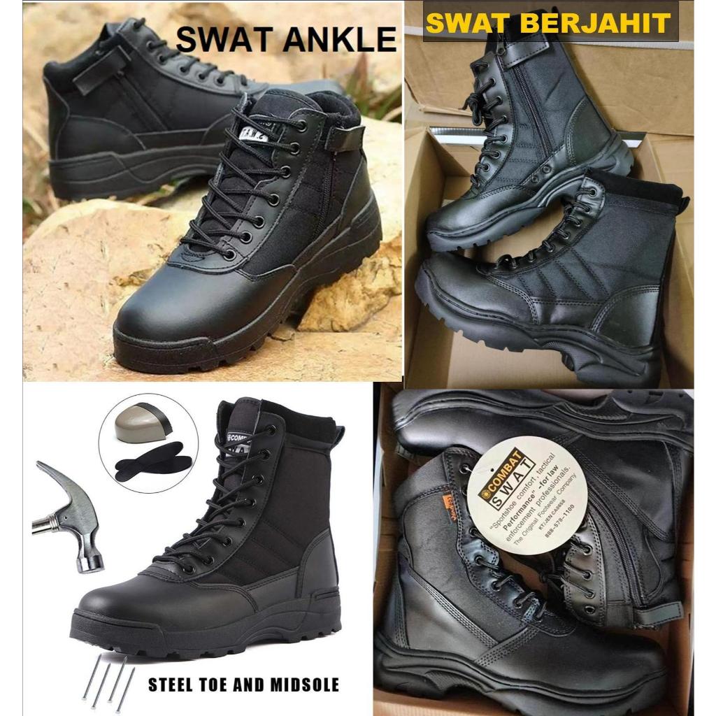 SWAT LEATHER BOOTS TACTICAL BOOTS ( KASUT OPERASI )