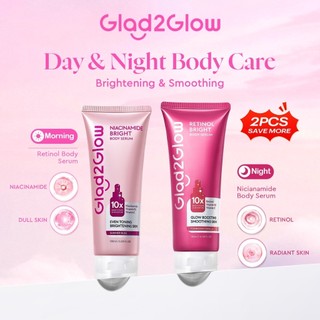Glad2Glow Retinol & Niacinamide Bright Body Serum Lightweight Texture Vitamin B5 Hydration Firmer & Smoother Skin