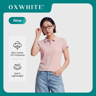 Oxwhite Women Stripe Polo Tee