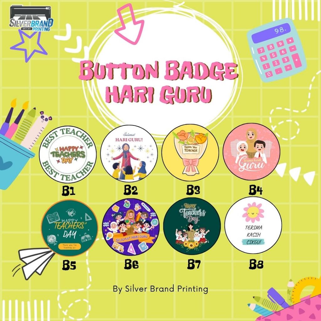 ปุ่ม BADGE HARI GURU / วันชา / SAMBUTAN HARI GURU / PIN BADGE / HADIAH HARI GURU /