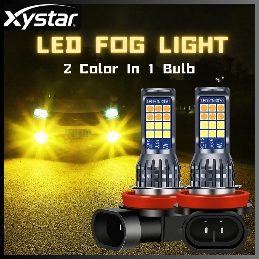 2pcs Auto รถหมอกไฟ LED Bi-สีหมอก 9006/H4/H7/H11/H3 Strobe Multi-สี Retrofit