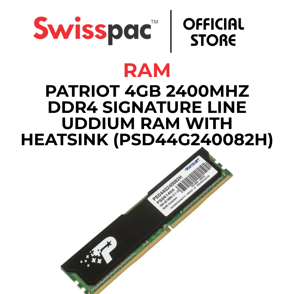 PATRIOT 4GB 2400MHZ DDR4 SIGNATURE LINE UDDIUM RAM พร้อม HEATSINK (PSD44G240082ชม.)