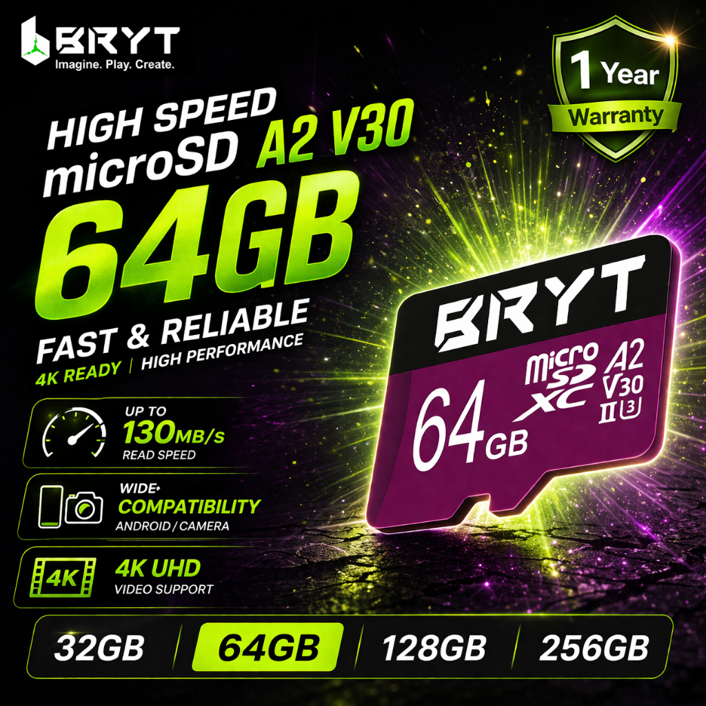 BRYT MICRO SD CARD (MSD CARD) [V30 A2] 64GB/128GB/256GB