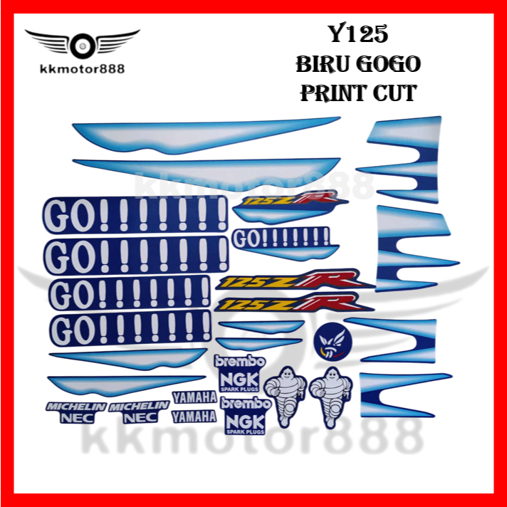YAMAHA Y125 Y125ZR 125ZR สติ๊กเกอร์ STIKER STRIPE BIRU GOGO / GO GO BLUE COMPLETE PRINT CUT