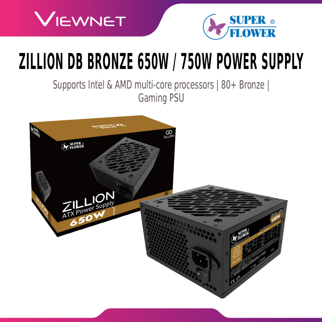 Super Flower Zillion 650W/750W 80+ แหล่งจ่ายไฟสีบรอนซ์ | SF-650Z12DB/SF-750Z12DB | ATX PSU Gaming PC