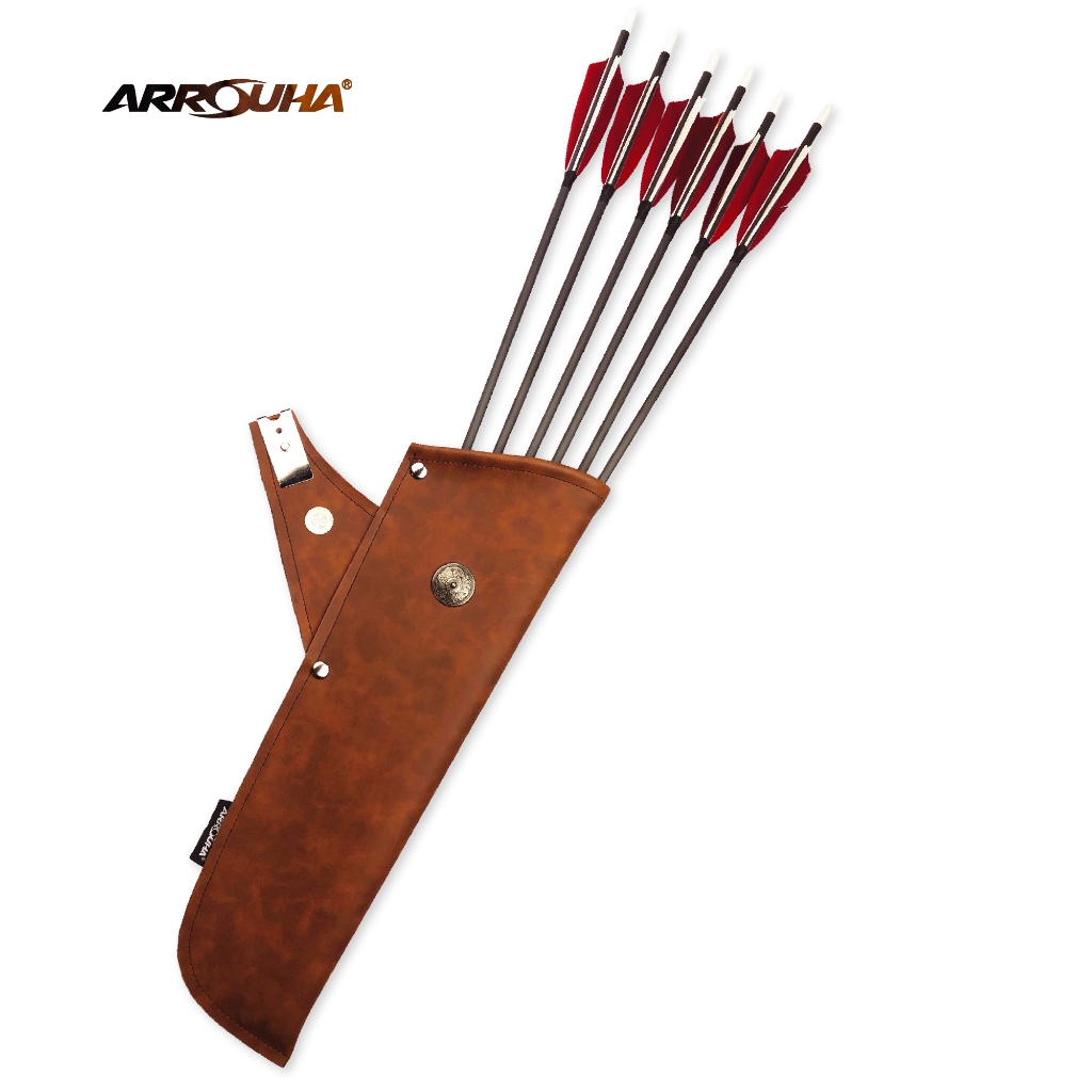 Arrouha Archery Premium Nappa Soft Skin Crazy Horse Hip Quiver สําหรับลูกศร