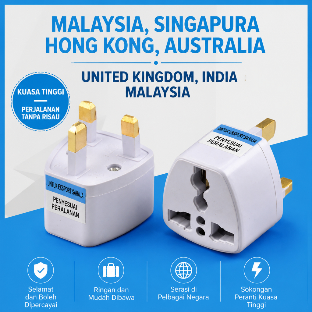 Universal 3-Pin Adapter Plug Head UK 3 Pin Plug Socket US/EU/AU to UK Plug Adaptor