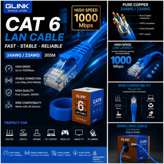 GLINK CAT6 LAN Cable 305M 24AWG 23AWG High Speed Ethernet Network Cable