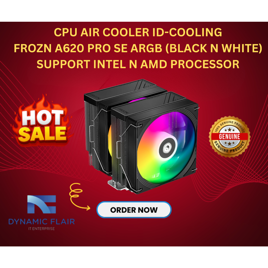 CPU Air Cooler ID-COOLING FROZN A620 PRO SE ARGB (สีดําและสีขาว) รองรับโปรเซสเซอร์ Intel & AMD