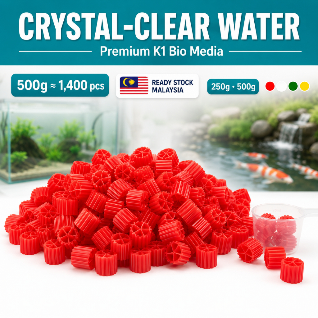 K1 Bio Media MBBR Media Penapis Akuarium Aquarium Fish Tank Pond Kolam Koi Bacteria House Nitrifying