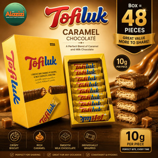 TOFILUK 10g  1box 48pcs | Tofiluk Murah Gila | Coklat Raya | Coklat | Biscuit Bar enrobed in caramel & milk chocolate