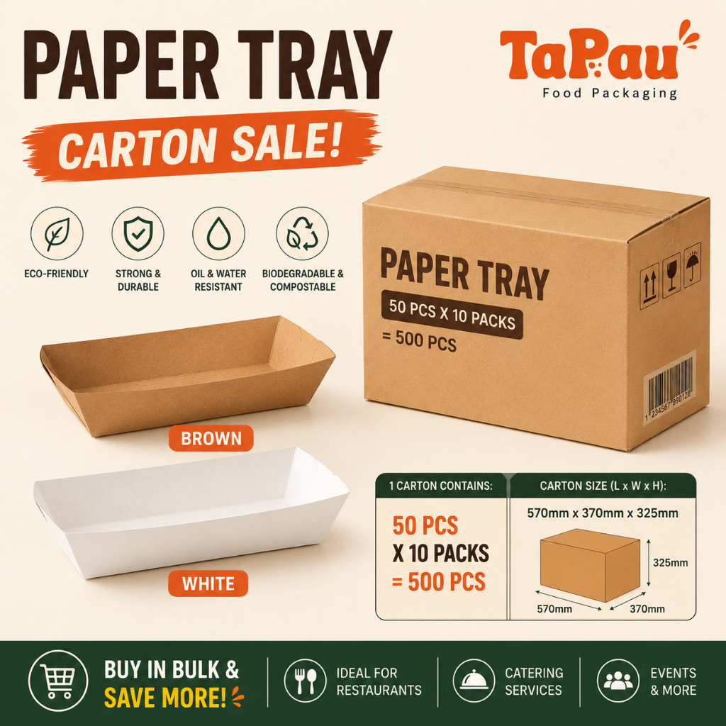 PAPER TRAY / FOOD TRAY / BEKAS MAKANAN (500ชิ้น/ลัง)