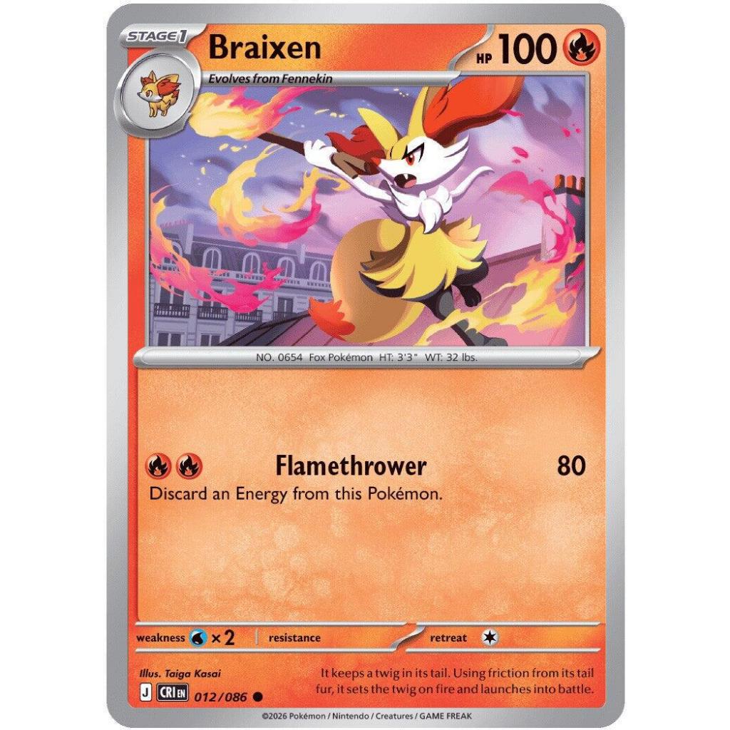 Braixen 012/086 FIRE Pokemon Chaos Rising