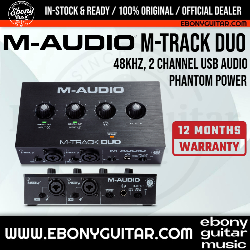 M-Audio M-Track Duo 2-Channel USB Audio Interface with Crystal Preamps & Softwarite for Recording, S