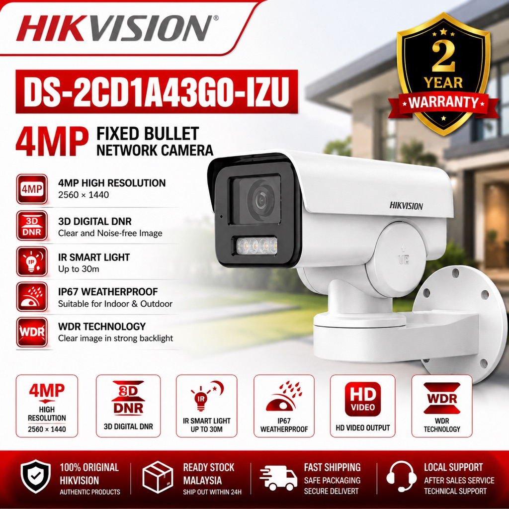 HIKVISION 4MP DS-2CD1A43G0-IZU VARIFOCAL PT BULLET NETWORK CAMERA