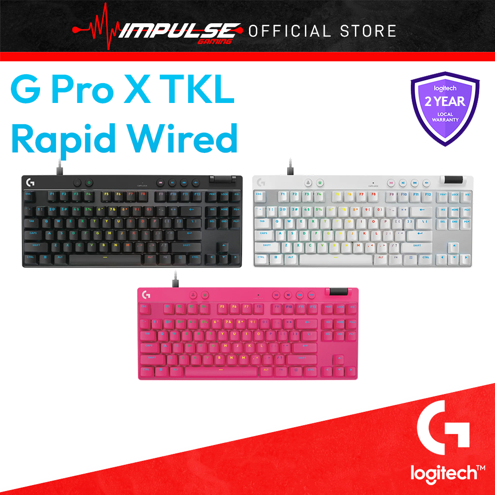 โลจิเทค G Pro X TKL RAPID คีย์บอร์ดเกมมิ่งแบบมีสาย 80% TKL คลิกแม่เหล็ก-อะนาล็อก (ดำ, ขาว, พีชพิงค์)