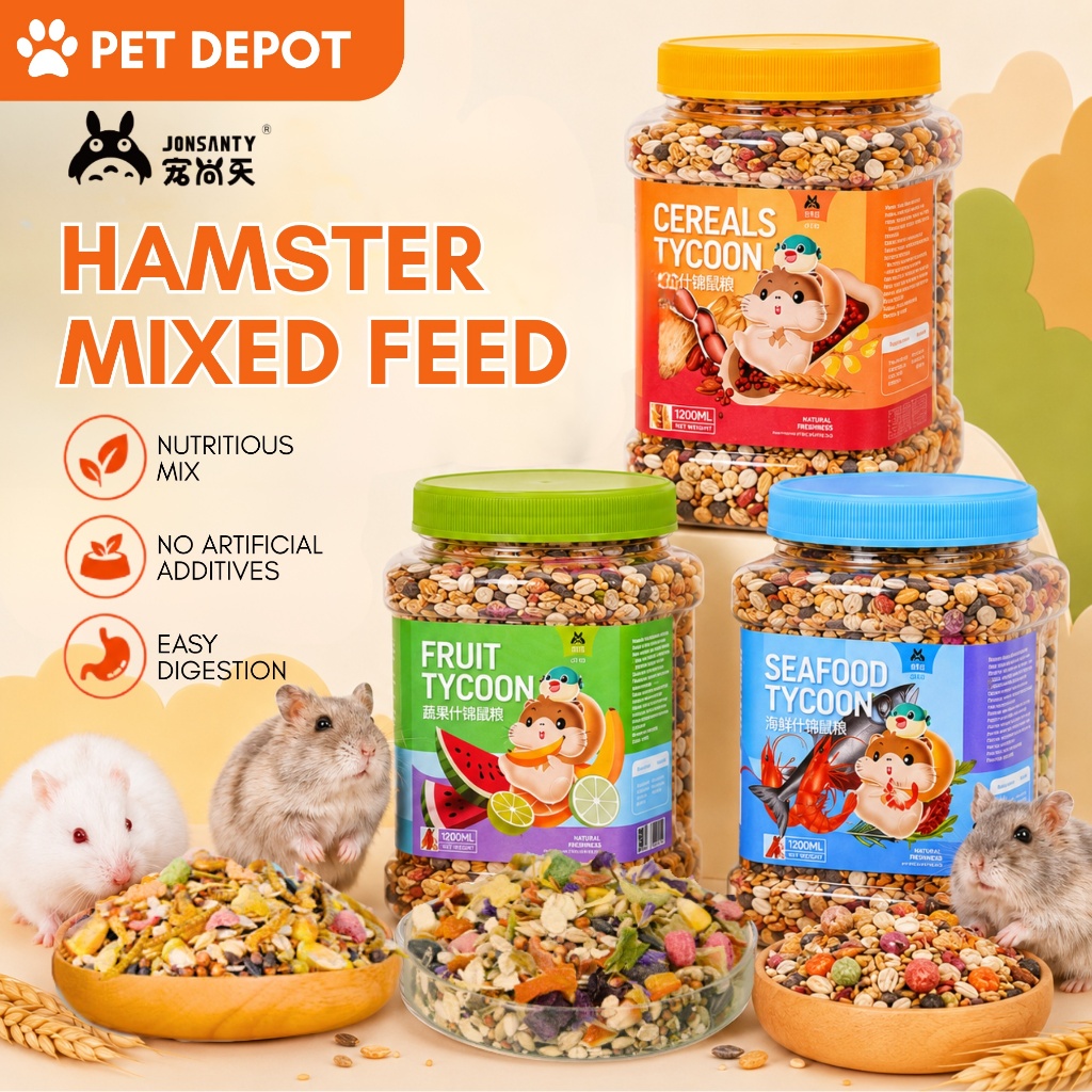 Jonsanty Hamster Food Syrian Dwarf Hamster Food Grain Formula Makanan Hamster 650g