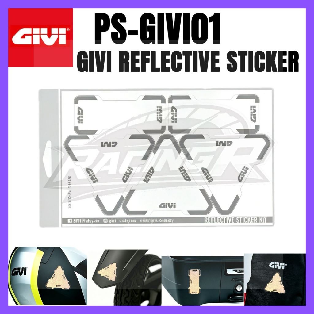 PS GIVI01 GIVI REFLECTIVER ชุดสติ๊กเกอร์ GIVI PS 01 SAFETY 1 ชิ้น GREY