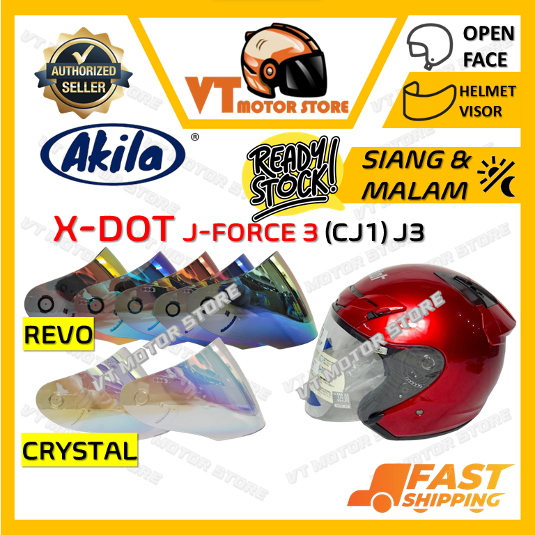 ข้อเสนอ X-DOT J-Force 3 (CJ1) VISOR HELMET OEM by AKILA OPEN FACE HELMET VISOR SIANG & MALAM