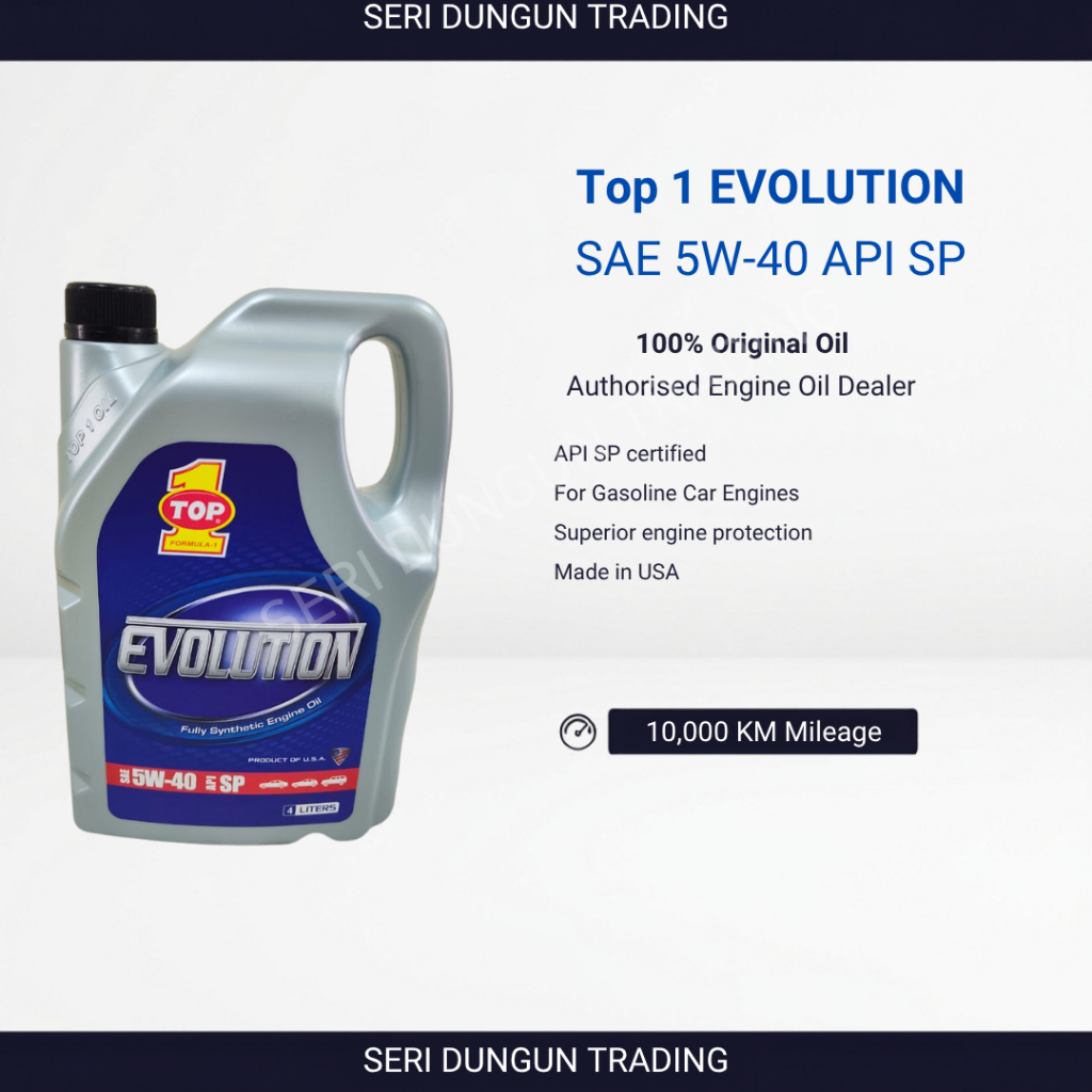 TOP 1 EVOLUTION 5W-40 น้ํามันเครื่อง 4L Fully Synthetic API SP USA นําเข้าน้ํามันเครื่องป้องกันสูงน้